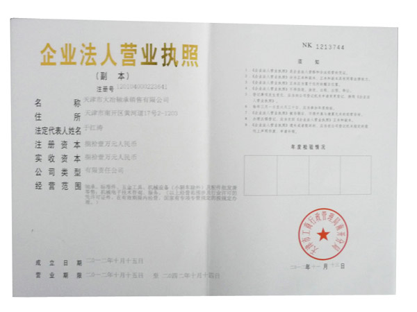 愛國軸承企業(yè)法人營業(yè)執(zhí)照 愛國軸承企業(yè)法人營業(yè)執(zhí)照